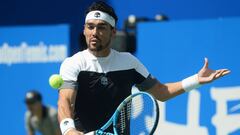 Fabio Fognini devuelve una bola ante Matthew Ebden durante su partido en el Chengdu Open.