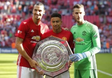 Zlatan Ibrahimovic, Jesse Lingard y David De Gea.