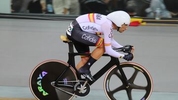 Sebastián Mora, durante su prueba de scratch en los Mundiales de Pista (Francia).