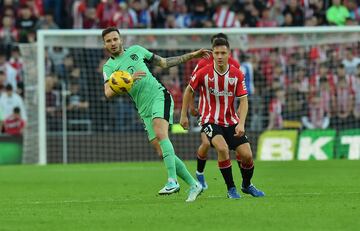 Momento del partido de LaLiga EA Sports entre Atlético de Madrid y Athletic.