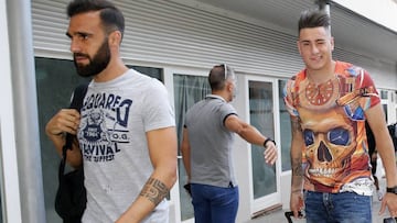 Gámez, junto a Giménez, en la llegada del Atleti el año pasado a Los Ángeles de San Rafael para el stage de pretemporada.
