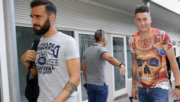 G&aacute;mez, junto a Gim&eacute;nez, en la llegada del Atleti el a&ntilde;o pasado a Los &Aacute;ngeles de San Rafael para el stage de pretemporada.