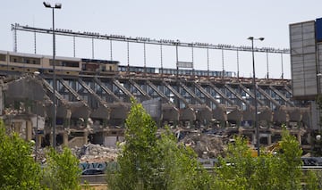 Aspecto de la demolición del Estadio Vicente Calderón a 24 de julio de 2019.
