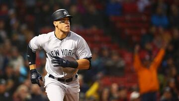 BOSTON, MA - APRIL 26: Aaron Judge #99 of the New York Yankees rounds the bases after hitting a two-run home run in the second inning during a game against the Boston Red Sox at Fenway Park on April 26, 2017 in Boston, Massachusetts.   Adam Glanzman/Getty Images/AFP
 == FOR NEWSPAPERS, INTERNET, TELCOS &amp; TELEVISION USE ONLY ==