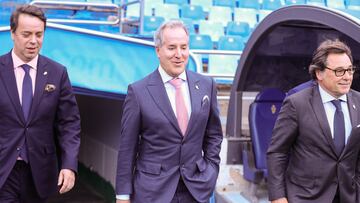 Gustavo Serpa, Jorge Mas y Raúl Sanllehí, el pasado martes en La Romareda.