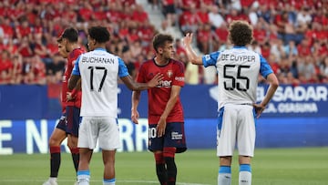 Aimar Oroz durante el partido de clasificación de la Conference League entre Osasuna y Brujas.