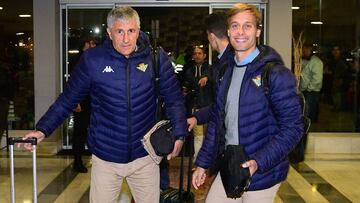 Canales y Quique Setién llegan a Santander, en la previa del partido ante el Racing.
