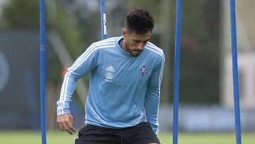 David Costas durante un entrenamiento con el Celta.