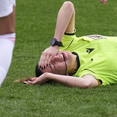 Fernández Ceferino tuvo que retirarse por un balonazo