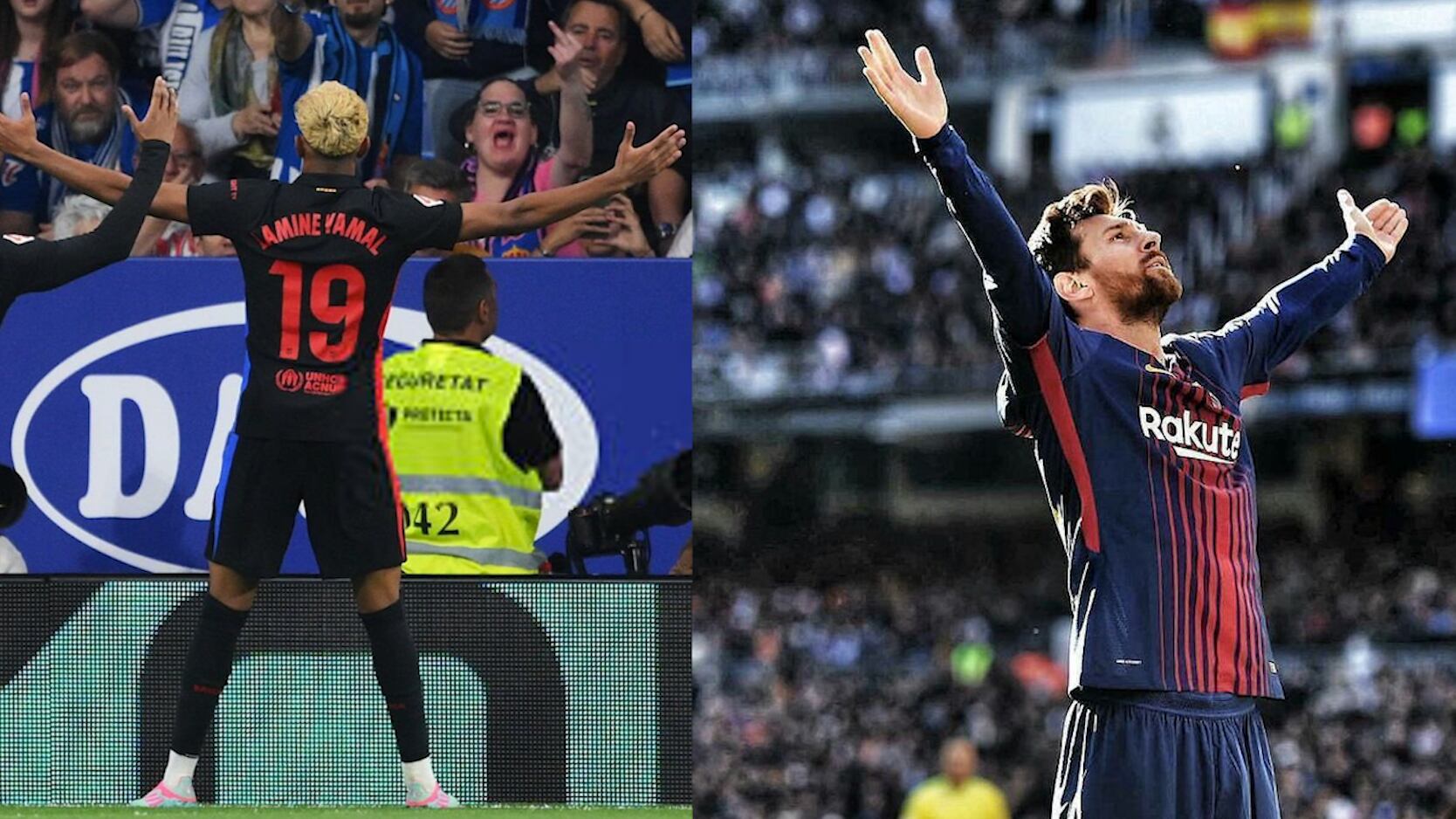 Lamine Yamal imita la celebración de Messi tras obtener el título de liga