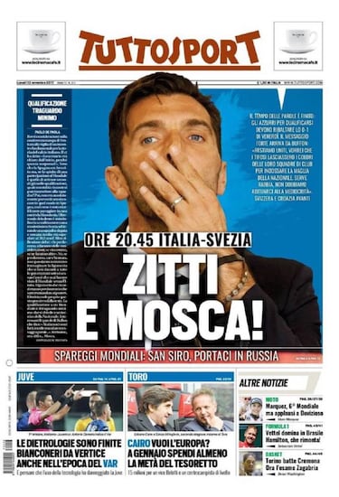 La prensa italiana quiere "evitar el apocalipsis" ante Suecia