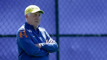AMDEP2544. TERESÓPOLIS (BRASIL), 03/09/2025.- El entrenador de la selección brasileña Carlo Ancelotti, participa de un entrenamiento en la Granja Comary este miercoles, en Teresópolis (Brasil). EFE/ André Coelho