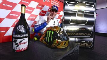 Mir Joan (esp), Suzuki GSX-RR, Team Suzuki Ecstar, portrait, celebrating his world title during the 2020 MotoGP Gran Premio Motul de la Comunitat Valenciana, from November 13 to 15, 2020 on the Circuit Ricardo Tormo, in Valencia, Spain - Photo Studio Milagro / DPPI
 AFP7 
 15/11/2020 ONLY FOR USE IN SPAIN