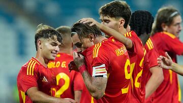 Iker Bravo, en un partido con la Sub-21.