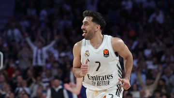MADRID, 16/01/2026.- El base argentino del Real Madrid, Facundo Campazzo, durante el encuentro correspondiente a la temporada regular de la Euroliga entre el Real Madrid y el Barcelona en Madrid. EFE/ Kiko Huesca
