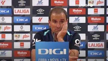 El entrenador del RCD Mallorca, Jagoba Arrasate, en la rueda de prensa posterior al empate a cero en Vallecas contra el Rayo.