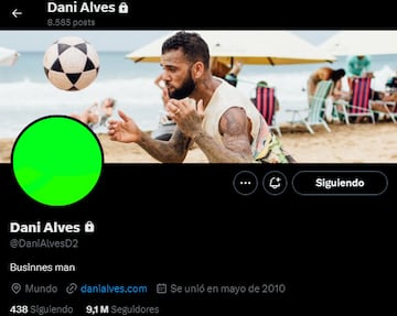 El perfil de Dani Alves de X (lo que antes era Twitter).