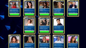 Imagen de los &quot;cromos&quot; de los trece colaboradores del debate dominical de GH D&uacute;o