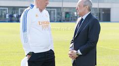 El presidente del Real Madrid, Florentino Pérez, junto a Carlo Ancelotti.
