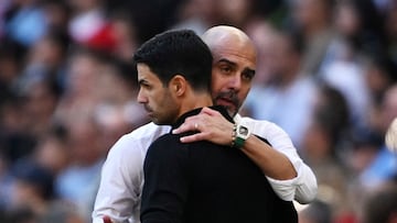 Mikel Arteta y Guardiola, durante el pasado enfrentamiento en la Community Shield.