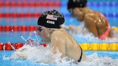 Lilly King of the United States and Yulia Efimova of Russia compete in the Women&#039;s 100m Breaststroke Final on Day 3 of the Rio 2016 Olympic Games 