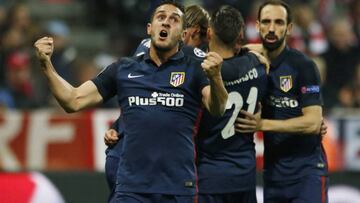 Koke celebra el pase del Atl&eacute;tico en M&uacute;nich ante el Bayern en 2016.