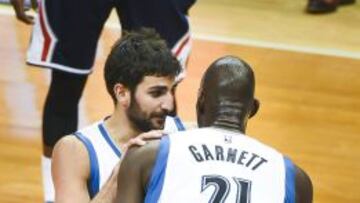 Ricky Rubio y Kevin Garnett.
