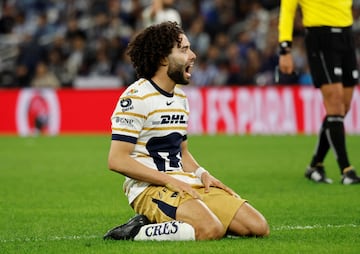 Soccer Football -LIGA MX – Quarter Finals - First Leg – Monterrey v Pumas UNAM - Estadio BBVA, Monterrey, Mexico - November 28, 2024 Pumas UNAM's Cesar Huerta reacts REUTERS/Daniel Becerril