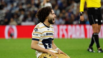 Soccer Football -LIGA MX – Quarter Finals - First Leg – Monterrey v Pumas UNAM - Estadio BBVA, Monterrey, Mexico - November 28, 2024 Pumas UNAM's Cesar Huerta reacts REUTERS/Daniel Becerril