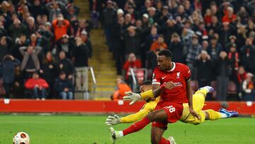 Soccer Football - Europa League - Group E - Liverpool v Toulouse - Anfield, Liverpool, Britain - October 26, 2023  Liverpool's Ryan Gravenberch scores their fourth goal REUTERS/Molly Darlington