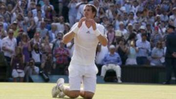 Andy Murray, nada más proclamarse campeón de Wimbledon en julio de este año al vencer a Novak Djokovic en la final.
