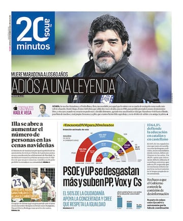 Así vivió la prensa internacional el fallecimiento de Maradona: algunas portadas pasarán a la historia