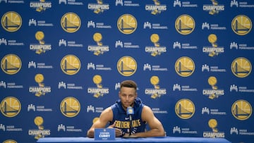 September 22, 2017; Oakland, CA, USA; Golden State Warriors guard Stephen Curry (30) during media day at Rakuten Performance Center. Mandatory Credit: Kyle Terada-USA TODAY Sports