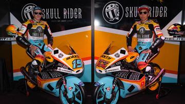 Los dos pilotos del nuevo equipo RBA Boé Skull Rider en la presentación de Barcelona.