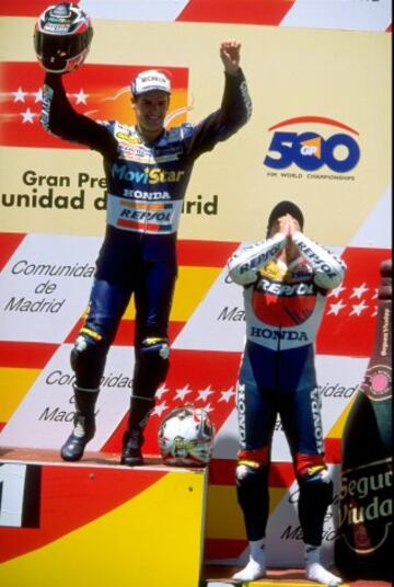 Carlos Checa obtuvo su primera victoria en 500cc en el a?o 1998, ante el p¨²blico del circuito del Jarama.