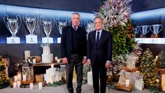 Florentino Pérez con Carlo Ancelotti, entrenador del primer equipo del Real Madrid.