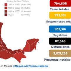 Mapa, muertes y casos de coronavirus en México por estado hoy 7 de octubre