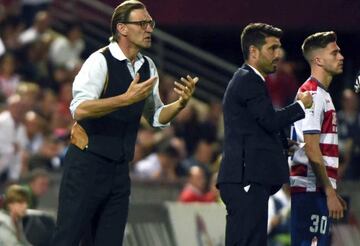 Adams (left) during Granada's defeat to Real Madrid on Saturday.