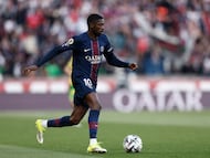 Soccer Football - Ligue 1 - Paris St Germain v FC Nantes - Parc des Princes, Paris, France - April 22, 2026 Paris St Germain's Ousmane Dembele in action REUTERS/Benoit Tessier
