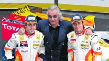 Briatore junto a Piquet y Alonso
