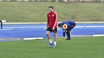 Francis, en un entrenamiento con el Almería.