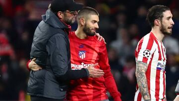 Klopp felicita a Carrasco por el pase a cuartos tras el Liverpool-Atl&eacute;tico.