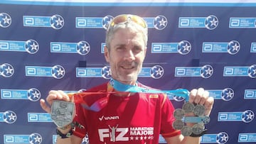 Martín Fiz, con los trofeos ganados en Londres.