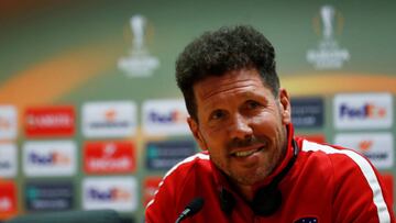 Soccer Football - Europa League - Atletico Madrid Press Conference - Emirates Stadium, London, Britain - April 25, 2018   Atletico Madrid coach Diego Simeone during the press conference   Action Images via Reuters/Andrew Couldridge