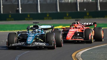 Lance Stroll (Aston Martin AMR24) y Charles Leclerc (Ferrari SF-24). Melbourne, Australia. F1 2024.