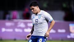 Juan Fernando Quintero previo a un partido de Racing.