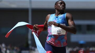 Christian Coleman compite en una prueba durante los nacionales de Estados Unidos.