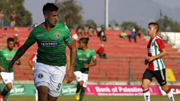Futbol, Palestino vs Audax Italiano
Sexta fecha, campeonato Nacional 2019
El jugador de Audax Italiano Rodrigo Holgado celebra su gol contra Palestino durante el partido de primera division disputado en el estadio Municipal de La Cisterna en Santiago, C