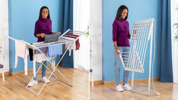 Tendedero eléctrico plegable de bajo consumo para secar la ropa en interior durante el invierno Drywing de InnovaGoods en Amazon