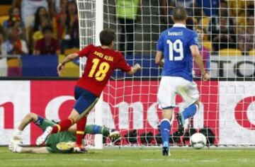Eurocopa 2012. Final. Espa?a-Italia. La Selecci車n gan車 4-0 a la 'Azzurra'. Jordi Alba marc車 el segundo tanto, 2-0.